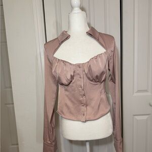 Lola may Elegant Pink Satin Women's like corset Top NWT Sz 10